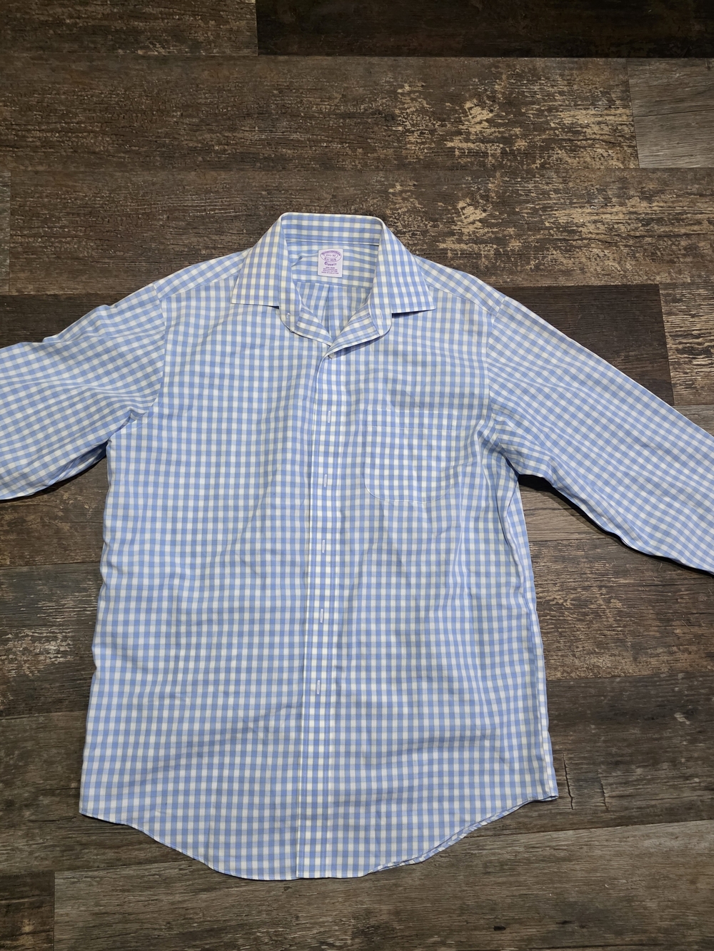 Brooks Brothers Light Blue and White Gingham Dress Shirt